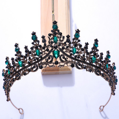 Luxus Színes kristály strassz koronák Esküvői hajkiegészítők Princess Queen Diadems Barokk Fekete Tiaras Női Ékszerek