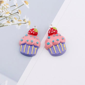 6 τμχ 25 χιλιοστά Cupcake Food Charms Cute Kawaii Resin Pendants Γούρια για σκουλαρίκια Κολιέ Κοσμήματα κατασκευή αξεσουάρ Diy προμήθειες