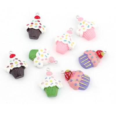 6 komada 25 mm Cupcake privjesci za hranu Slatki kawaii smolasti privjesci privjesci za naušnice Ogrlica Izrada nakita Pribor Diy pribor