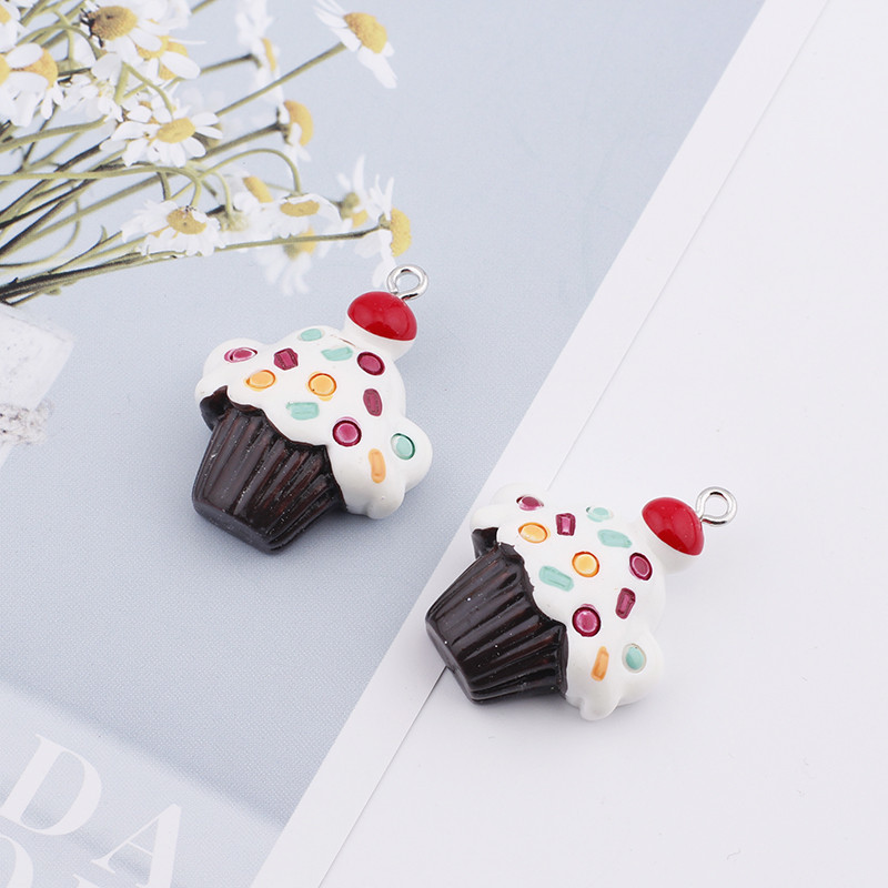 6 komada 25 mm Cupcake privjesci za hranu Slatki kawaii smolasti privjesci privjesci za naušnice Ogrlica Izrada nakita Pribor Diy pribor