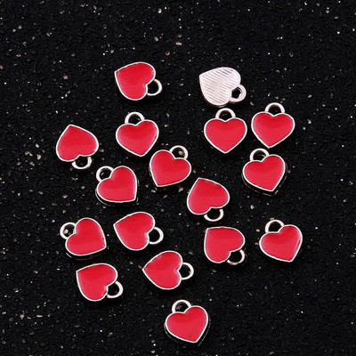 50 KOM 6*8 mm 10 boja šarm Drop Oil Charms malo srce rodij metalni privjesak emajl nakit ženske ogrlice naušnice dijelovi