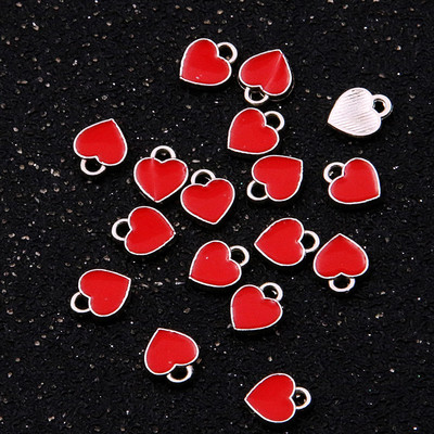 50 KOM 6*8 mm 10 boja šarm Drop Oil Charms malo srce rodij metalni privjesak emajl nakit ženske ogrlice naušnice dijelovi