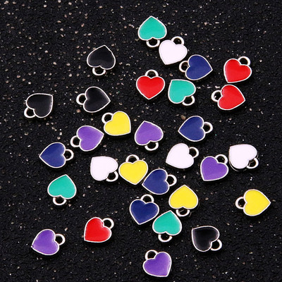 50 KOM 6*8 mm 10 boja šarm Drop Oil Charms malo srce rodij metalni privjesak emajl nakit ženske ogrlice naušnice dijelovi