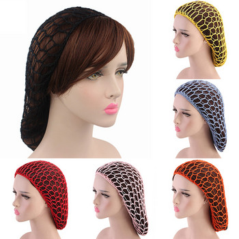 Wide Band Mesh Snood Hair Net Ленти за глава Дамски тюрбан Аксесоари за коса Дамска мека изкуствена коприна Мрежа за коса Извънгабаритна плетена шапка Шапка