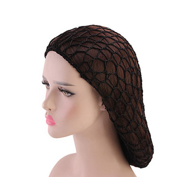 Wide Band Mesh Snood Hair Net Ленти за глава Дамски тюрбан Аксесоари за коса Дамска мека изкуствена коприна Мрежа за коса Извънгабаритна плетена шапка Шапка