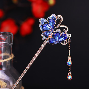 Muylinda Rhinestone Flower Hair Stick For Women Vintage Crystal Hairpin Jewelry With Party Girls Fashion Butterfly Hair Stick