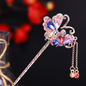 Muylinda Rhinestone Flower Hair Stick For Women Vintage Crystal Hairpin Jewelry With Party Girls Fashion Butterfly Hair Stick