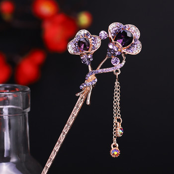 Muylinda Rhinestone Flower Hair Stick For Women Vintage Crystal Hairpin Jewelry With Party Girls Fashion Butterfly Hair Stick