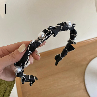 Divatos hajkarika nőknek Aranyos Bowknot hamis gyöngy fekete hajpánt fejpánt lányoknak Retro fejfedők mindennapi díszítéshez hajtartozékok