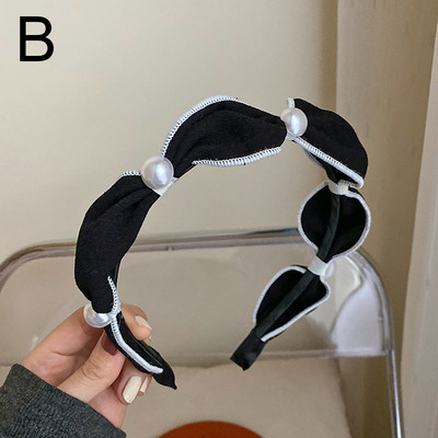 Divatos hajkarika nőknek Aranyos Bowknot hamis gyöngy fekete hajpánt fejpánt lányoknak Retro fejfedők mindennapi díszítéshez hajtartozékok