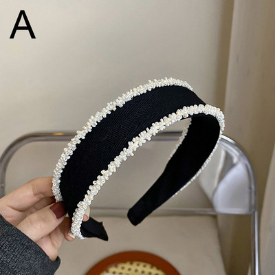 Divatos hajkarika nőknek Aranyos Bowknot hamis gyöngy fekete hajpánt fejpánt lányoknak Retro fejfedők mindennapi díszítéshez hajtartozékok