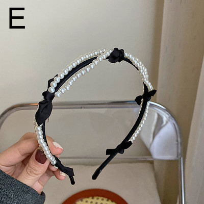 Divatos hajkarika nőknek Aranyos Bowknot hamis gyöngy fekete hajpánt fejpánt lányoknak Retro fejfedők mindennapi díszítéshez hajtartozékok