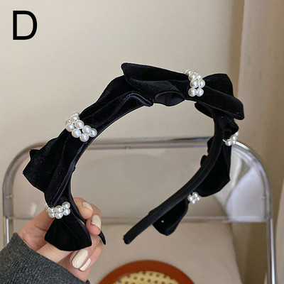 Divatos hajkarika nőknek Aranyos Bowknot hamis gyöngy fekete hajpánt fejpánt lányoknak Retro fejfedők mindennapi díszítéshez hajtartozékok