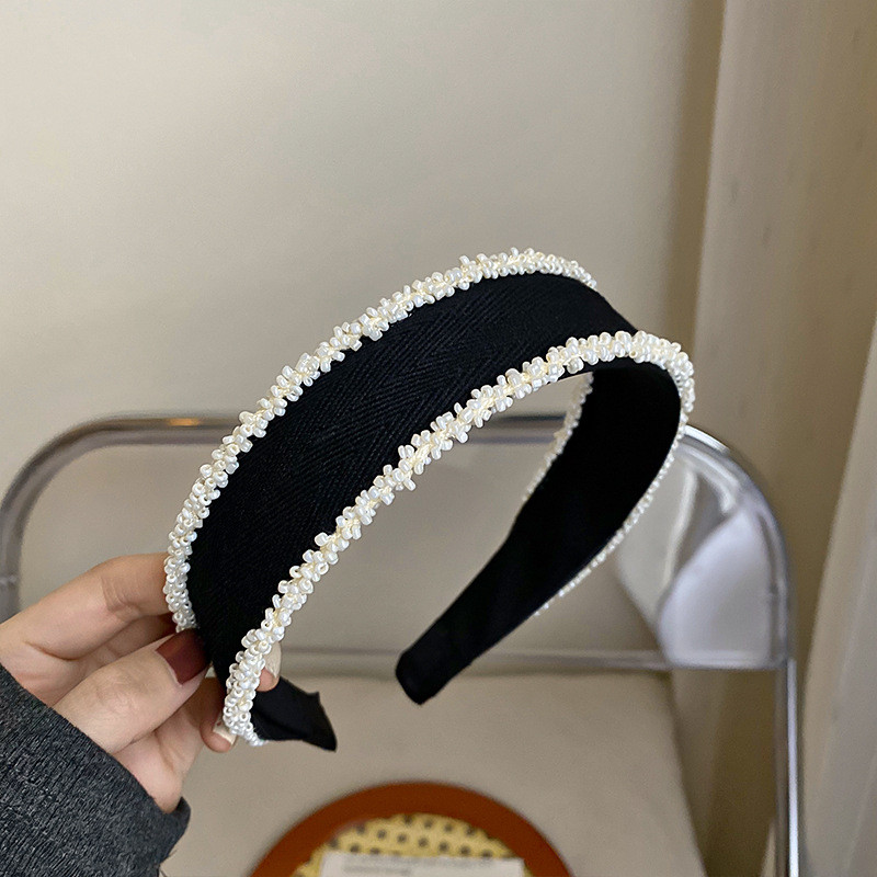 Divatos hajkarika nőknek Aranyos Bowknot hamis gyöngy fekete hajpánt fejpánt lányoknak Retro fejfedők mindennapi díszítéshez hajtartozékok
