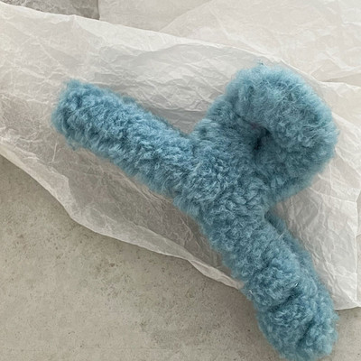 Jesen, zima, kopča za žene, jednobojna plišana kopča za kosu, djevojke, ukosnice od janjeće vune, modna, elegantna pokrivala za glavu, dodaci za kosu