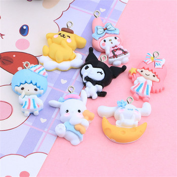 10 бр. Kawaii Animals Resin Charms Изработка на бижута Художествена декорация Занаяти Ключодържател Направи си сам Карикатура Висулка Обеца Колие Аксесоари