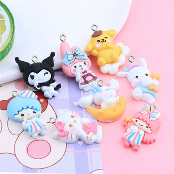 10 бр. Kawaii Animals Resin Charms Изработка на бижута Художествена декорация Занаяти Ключодържател Направи си сам Карикатура Висулка Обеца Колие Аксесоари