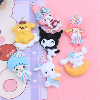 10 бр. Kawaii Animals Resin Charms Изработка на бижута Художествена декорация Занаяти Ключодържател Направи си сам Карикатура Висулка Обеца Колие Аксесоари