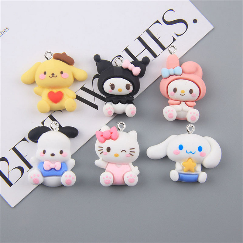 10 db Lovely Resin Rajzfilm Nyúl macska Kutya Medál csecsebecsés Fülbevaló Nyaklánc Kulcstartó Barkács kiegészítő Divat Ékszer készítés Bűbáj