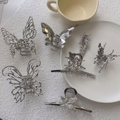 Agrafe cu gheare de modă pentru femeie, de culoare argintie, agrafă de păr fluture, metal geometrică, ac de păr pentru fete, stil punk, accesorii pentru păr