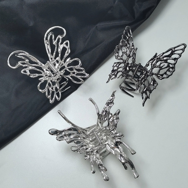 Agrafe cu gheare de modă pentru femeie, de culoare argintie, agrafă de păr fluture, metal geometrică, ac de păr pentru fete, stil punk, accesorii pentru păr