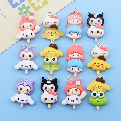 10Pcs Cartoon String Животни Resin Charms Kawaii Висулки Бижута Обеци Направи си сам Декорация Ключодържател Калъф за телефон Занаятчийски аксесоари