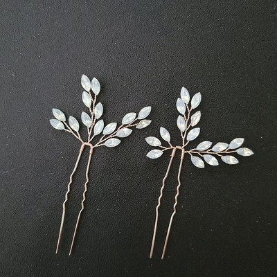 Floralbride ručno rađene opalne kristalno prozirne štrase svadbene igle za kosu set kopči za vjenčanje naljepnice za kosu ženski nakit dodaci za kosu
