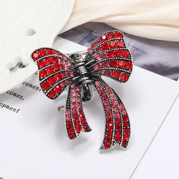 Morkopela Vintage Rhinestone Bowknot Hair Claw Butterfly Knot Щипка за коса Шнола Аксесоари Модни бижута за коса за жени