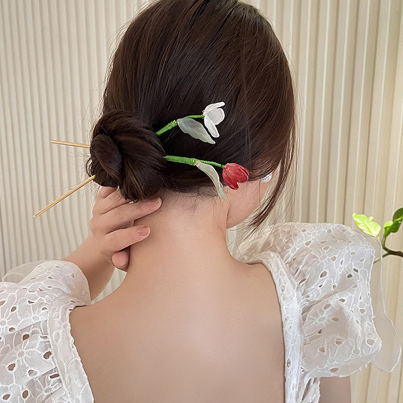 2022 Korea Vintage Romantiline Värvilised Tulbid Juuksenõelad Juukseklambrid Lilled Juuksenõelad Stiilitööriistad Naiste Tüdrukute Juukseaksessuaarid