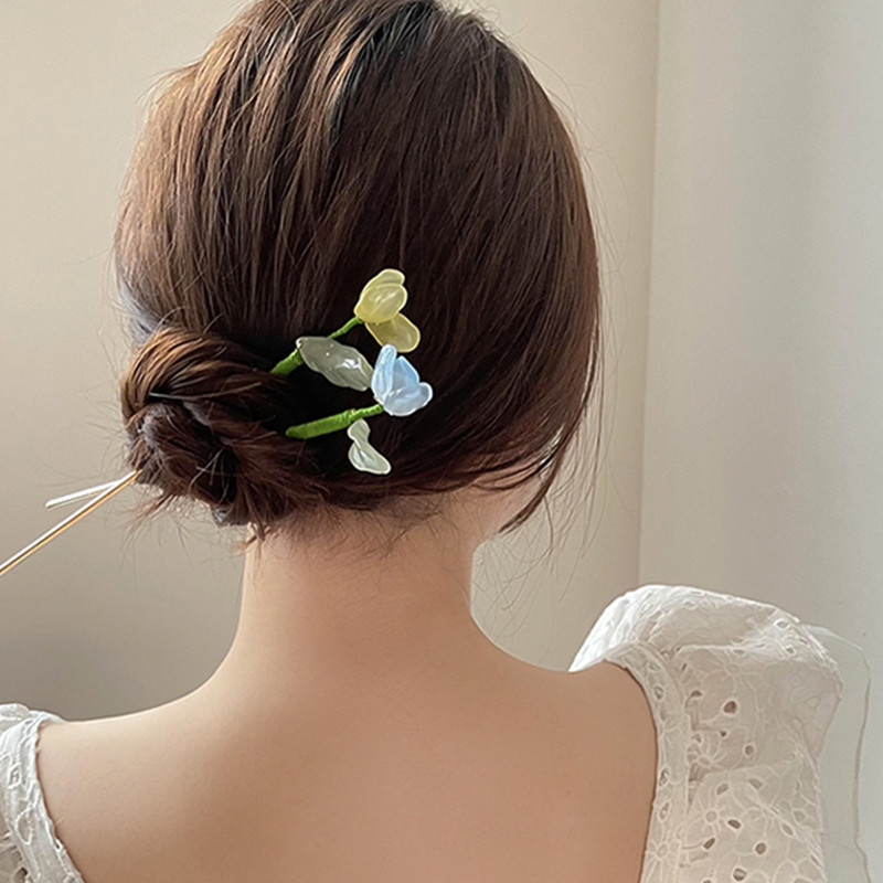 2022 Korea Vintage Romantiline Värvilised Tulbid Juuksenõelad Juukseklambrid Lilled Juuksenõelad Stiilitööriistad Naiste Tüdrukute Juukseaksessuaarid