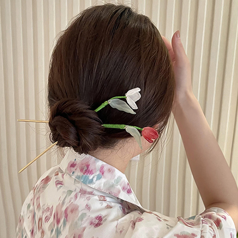 2022 Korea Vintage Romantiline Värvilised Tulbid Juuksenõelad Juukseklambrid Lilled Juuksenõelad Stiilitööriistad Naiste Tüdrukute Juukseaksessuaarid