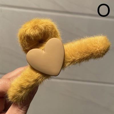 Téli plüss Claw Clip Női Új Szív Csomó-utánzat Gyöngy bojt medál Hajtű lány Fejfedő Divatos Haj kiegészítők