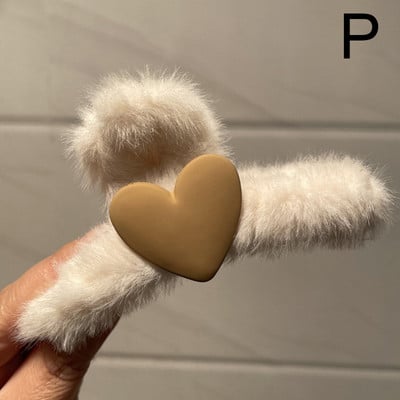 Téli plüss Claw Clip Női Új Szív Csomó-utánzat Gyöngy bojt medál Hajtű lány Fejfedő Divatos Haj kiegészítők