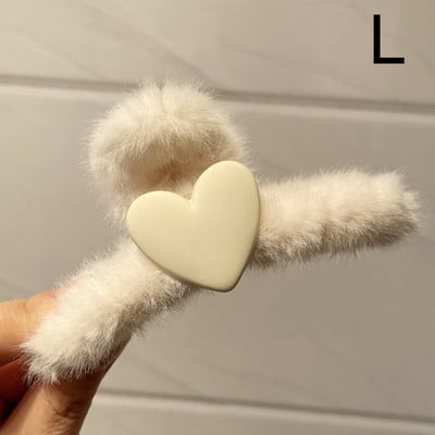 Téli plüss Claw Clip Női Új Szív Csomó-utánzat Gyöngy bojt medál Hajtű lány Fejfedő Divatos Haj kiegészítők