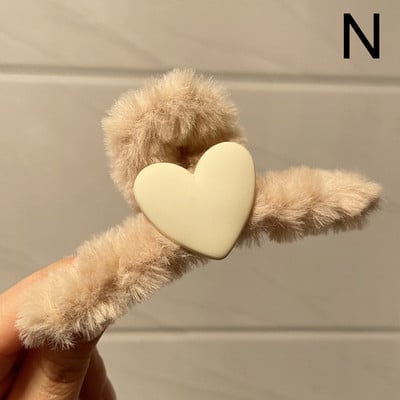 Téli plüss Claw Clip Női Új Szív Csomó-utánzat Gyöngy bojt medál Hajtű lány Fejfedő Divatos Haj kiegészítők