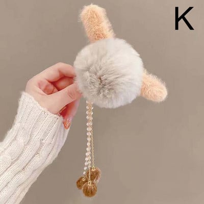 Téli plüss Claw Clip Női Új Szív Csomó-utánzat Gyöngy bojt medál Hajtű lány Fejfedő Divatos Haj kiegészítők