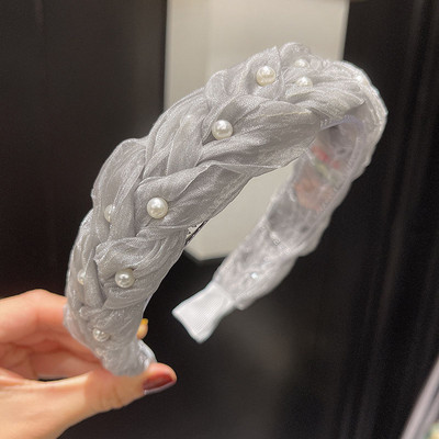 Sweet Pearl fejpánt tömör hálós csomózott hajpánt nőknek Vintage hajkiegészítők Pearl Twist Braid hajpánt hajkarika