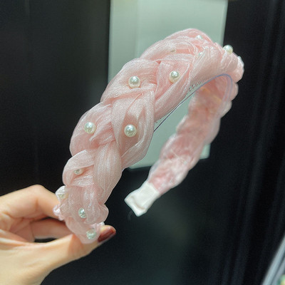 Sweet Pearl fejpánt tömör hálós csomózott hajpánt nőknek Vintage hajkiegészítők Pearl Twist Braid hajpánt hajkarika