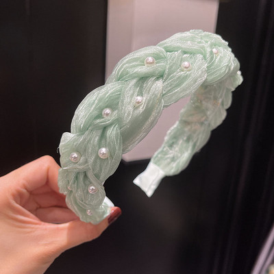Sweet Pearl fejpánt tömör hálós csomózott hajpánt nőknek Vintage hajkiegészítők Pearl Twist Braid hajpánt hajkarika