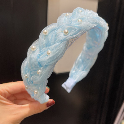 Sweet Pearl fejpánt tömör hálós csomózott hajpánt nőknek Vintage hajkiegészítők Pearl Twist Braid hajpánt hajkarika