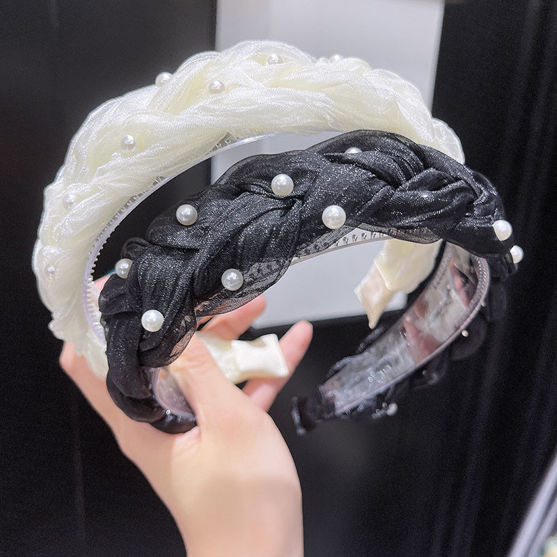 Sweet Pearl fejpánt tömör hálós csomózott hajpánt nőknek Vintage hajkiegészítők Pearl Twist Braid hajpánt hajkarika