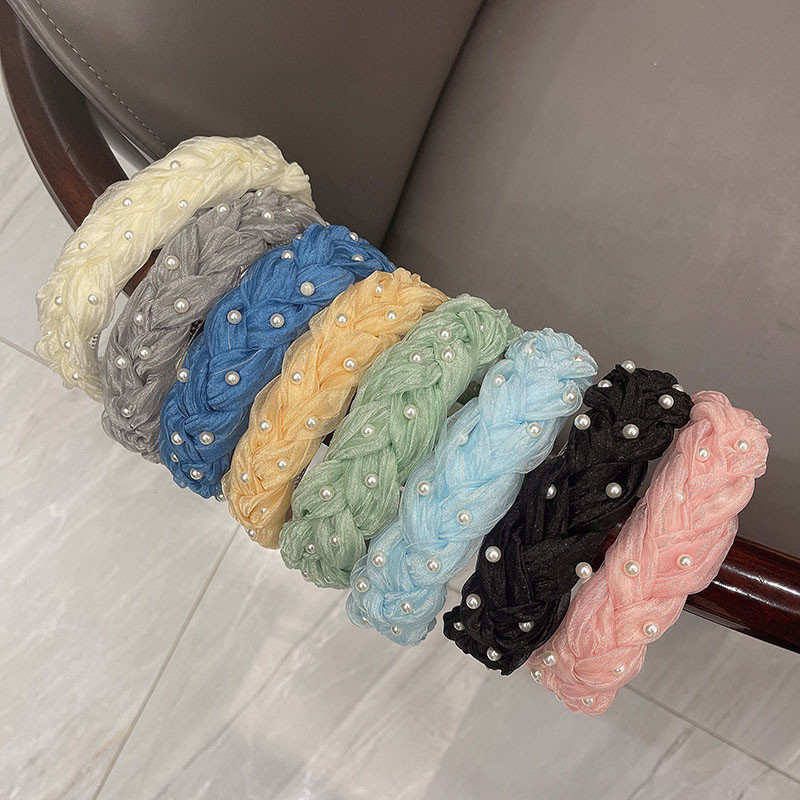 Sweet Pearl fejpánt tömör hálós csomózott hajpánt nőknek Vintage hajkiegészítők Pearl Twist Braid hajpánt hajkarika