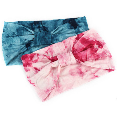 Žene Tie Dye Print Twist Rastezljive pamučne trake za glavu Elastične trake za kosu Za djevojčice Trake za kosu Dodaci Pokrivala za glavu Zavoj