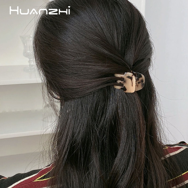 HUANQI 2023 Agrafă de păr mică, din acetat, cu gheare, marmură, imprimeu leopard, ac de coaj de țestoasă pentru femei, accesorii pentru păr, coafarea părului