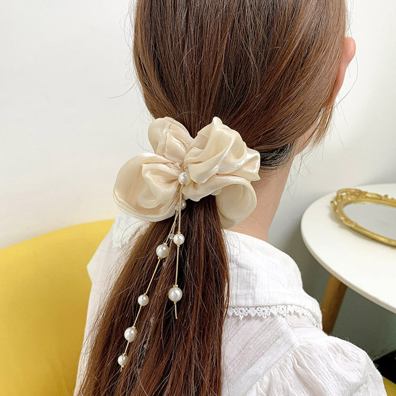 Fashion Pearl Bojt hajgyűrű Elegáns Scrunchie Fairy Temperament Lófarok Elasztikus Hajpánt Hajkötél Lány Hajhoz Kiegészítő