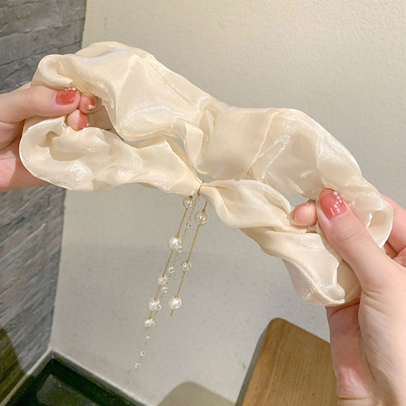 Fashion Pearl Bojt hajgyűrű Elegáns Scrunchie Fairy Temperament Lófarok Elasztikus Hajpánt Hajkötél Lány Hajhoz Kiegészítő