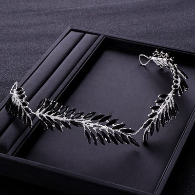 Trendy svadbena tijara Vjenčana traka za glavu s kristalima od crnog kamenčića Vjenčani dodaci za kosu Princezina pokrivala za glavu Vjenčani dodaci za kosu