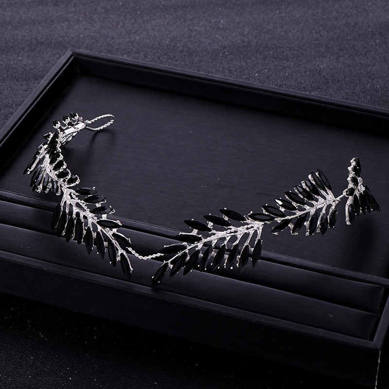 Trendy svadbena tijara Vjenčana traka za glavu s kristalima od crnog kamenčića Vjenčani dodaci za kosu Princezina pokrivala za glavu Vjenčani dodaci za kosu