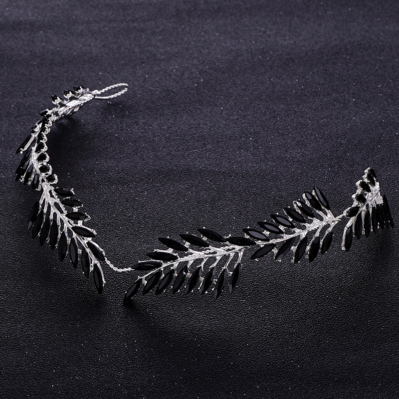 Trendy svadbena tijara Vjenčana traka za glavu s kristalima od crnog kamenčića Vjenčani dodaci za kosu Princezina pokrivala za glavu Vjenčani dodaci za kosu