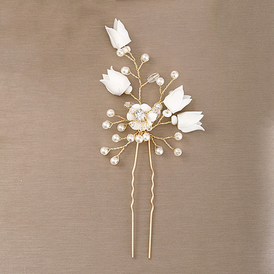 3D ukosnice s bijelim cvijetom Ukosnice u obliku slova U, kopče, slatki cvjetni pokrivači za glavu za žene, djevojke, mladenke, svatove, pokrivala za glavu, nakit za kosu